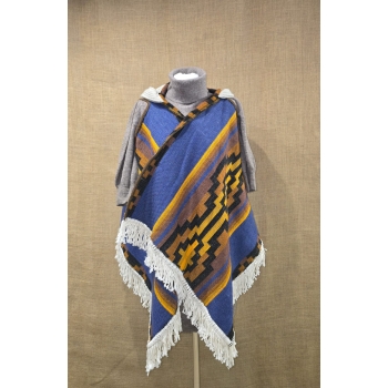 Poncho ekwadorskie - kamizelka  ze 100% wełny owczej w odcieniu niebieskim